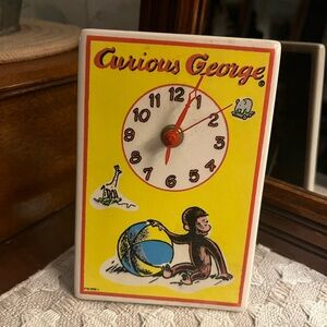 SANTA BARBARA CERAMIC DESIGN Vintage Curious George Ceramic Clock Wall or Stand‎